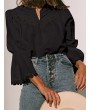 Chic Hollow Out Solid Color 3/4 Sleeve Blouse