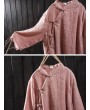 Solid Color Layered Frog Button Vintage Blouse