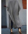 Vintage Solid Color Pile Collar Side Slit Maxi Shirt