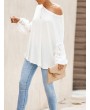 Casual Hollow Out Rib Knit Cuff Long Sleeve Knitting Sweater