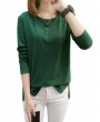 Solid Color O-neck Long Sleeve Casual Blouse