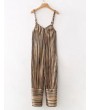 Casual Stripe Spaghetti Strap Loose V-neck Harem Jumpsuits