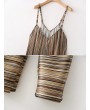 Casual Stripe Spaghetti Strap Loose V-neck Harem Jumpsuits