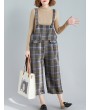 Plaid Print Wide Leg Spaghetti Straps Women Casual Romper