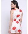 Women Sexy Floral Print Deep V Sleeveless Elastic Jumpsuits