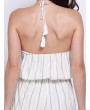 Women Casual Stripe Halterneck Backless Lace-up Sleeveless Short Jumpsuits