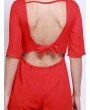 Women Sexy Backless Bandage Bow Half Sleeve O-neck Jumpsuits