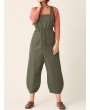 Bib Cargo Pocket Drawstring Overalls Jumpsuit