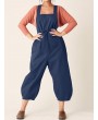 Bib Cargo Pocket Drawstring Overalls Jumpsuit