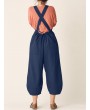 Bib Cargo Pocket Drawstring Overalls Jumpsuit