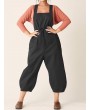 Bib Cargo Pocket Drawstring Overalls Jumpsuit