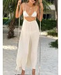 Straps Solid Color Wide Legs Holiday Jumpsuit