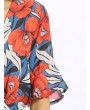 Women Vintage Floral Print V-neck Half Sleeve Short Jumpsuit