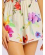 Women Sexy Floral Print Deep V Loose Sleeveless Lace-up Jumpsuit