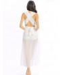 Women Sexy V-neck Lace Slit Backless Cross Strap Sleeveless Jumpsuit