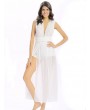 Women Sexy V-neck Lace Slit Backless Cross Strap Sleeveless Jumpsuit