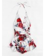 Sexy Backless Halter Floral Printed Bohemian Short Jumpsuits