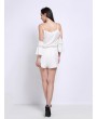 Women Off Shoulder Puff Sleeve Lace Jumpsuit