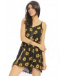 Women Casual Loose Sunflower Print Spaghetti Strap Backless O-neck Jumpsuit