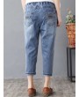 Vintage Embroidery Printed High Waist Mid-Calf Casual Jeans