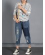 Patchwork Ripped Casual Harem Jeans For Women