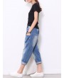 Elastic Waist Solid Color Casual Harem Jeans For Women