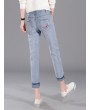 Butterfly Embroidered Hole Harem Jeans