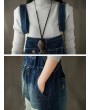 Vintage Double Pockets Patchwork Hole Old Jeans For Women