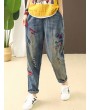 Cartoon Embroidery Loose Harlan Jeans For Women