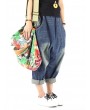 Women Patchwork Solid Color Loose Casual Harem Jeans