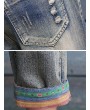 Letters Embroidery Elastic Waist Casual Denim