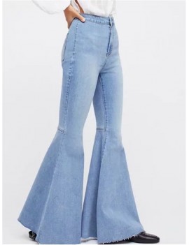 Vintage High Waist Stretchy Flared Denim Trousers