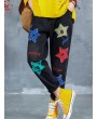 Letter Embroidered Stars Patch Jeans For Women