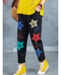 Letter Embroidered Stars Patch Jeans For Women