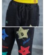 Letter Embroidered Stars Patch Jeans For Women