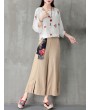 Folk Style Floral Print Patchwork Splited High Waist Women Pants