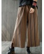 Vintage Stripe Splited Wide Leg Women Pants