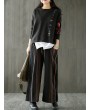 Vintage Stripe Splited Wide Leg Women Pants