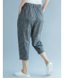 Elastic Waist Stripe Casual Harem Pants With Pockets