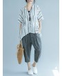 Elastic Waist Stripe Casual Harem Pants With Pockets