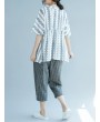 Elastic Waist Stripe Casual Harem Pants With Pockets