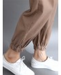 Solid Color Elastic Tie Waist Loose Casual Pants