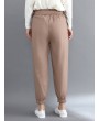 Solid Color Elastic Tie Waist Loose Casual Pants