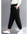 Solid Color Elastic Tie Waist Loose Casual Pants