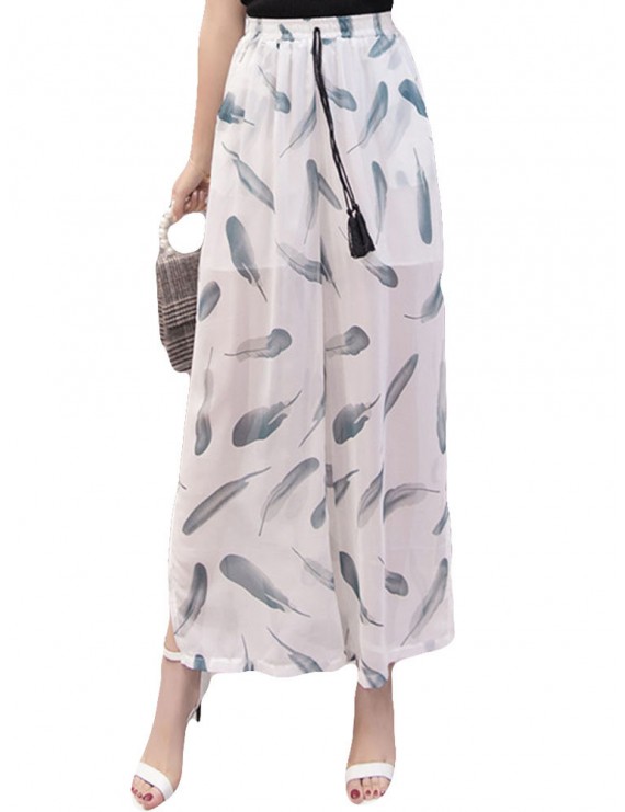 Printed Loose Chiffon Wide Leg Pants