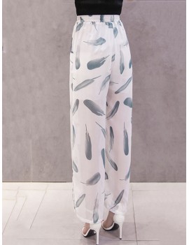 Printed Loose Chiffon Wide Leg Pants