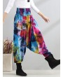 Casual Loose Printed Elastic Waist Women Wide Leg Pants