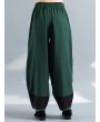 Vintage Embroidery Elastic Waist Women Wide Leg Pants