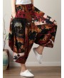 Ethnic Print Loose Irregular Elastic Waist Vintage Pants