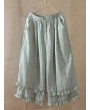 Sweet Solid Color Ruffled Elastic Waist Wide Leg Capris